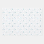 Playful Cat and Yarn Ball Pattern Light Blue ラッピングペーパーシート (正面3)