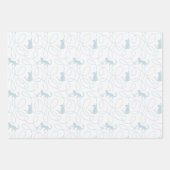 Playful Cat and Yarn Ball Pattern Light Blue ラッピングペーパーシート (正面2)