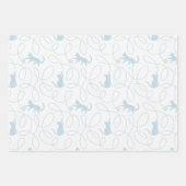 Playful Cat and Yarn Ball Pattern Light Blue ラッピングペーパーシート (正面)
