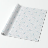 Playful Cat and Yarn Ball Pattern Light Blue ラッピングペーパー (アンロールド)