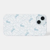 Playful Cat and Yarn Ball Pattern Light Blue iPhone 15ケース (裏面横)