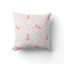 Playful Cat and Yarn Ball Pattern Light Coral Pink