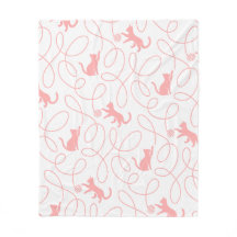 Playful Cat and Yarn Ball Pattern Light Coral Pink