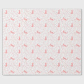Playful Cat and Yarn Ball Pattern Light Coral Pink ラッピングペーパー (フラット)