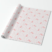 Playful Cat and Yarn Ball Pattern Light Coral Pink ラッピングペーパー (アンロールド)