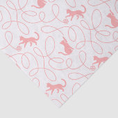 Playful Cat and Yarn Ball Pattern Light Coral Pink 薄葉紙 (詳細)
