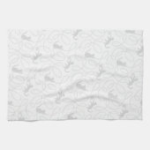 Playful Cat and Yarn Ball Pattern Light Gray キッチンタオル (横)