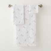 Playful Cat and Yarn Ball Pattern Light Gray バスタオルセット (インサイチュ)