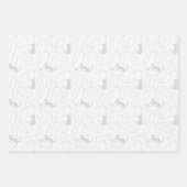 Playful Cat and Yarn Ball Pattern Light Gray ラッピングペーパーシート (正面2)