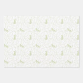 Playful Cat and Yarn Ball Pattern Light Sage Green ラッピングペーパーシート (正面2)