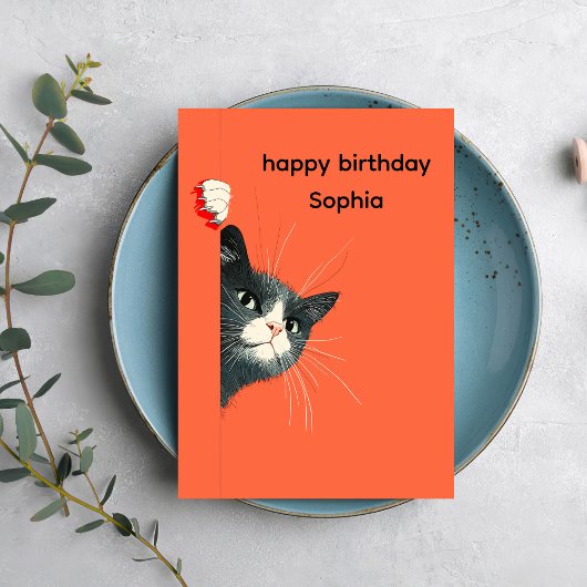 Playful Cat Birthday Greeting Card カード