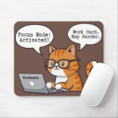 Playful Cat Design Custom Name Mouse Pad マウスパッド (マウス)