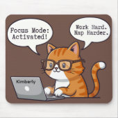 Playful Cat Design Custom Name Mouse Pad マウスパッド (正面)