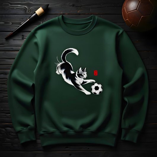 Playful Cat Soccer Sweatshirt for Men スウェットシャツ