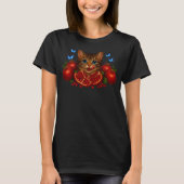 Playful Cat with Pomegranates and Butterflies Tシャツ (正面)