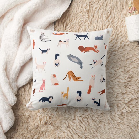 Playful Cats Pattern – Cute Feline Lover  クッション (ブランケット)