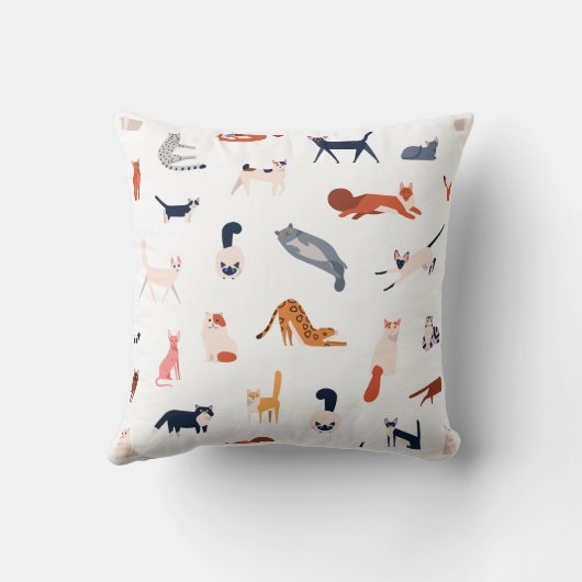Playful Cats Pattern – Cute Feline Lover  クッション (裏面)