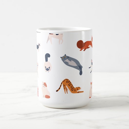 Playful Cats Pattern – Cute Feline Lover  コーヒーマグカップ (中央)