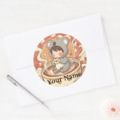 Playful Chibi Koala Anime Sticker for Kids ラウンドシール (封筒)