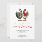 Playful Chickens Whimsical Christmas Greeting Card シーズンカード (正面)