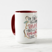Playful Christmas Quote Design with Naughty List  マグカップ (正面左)