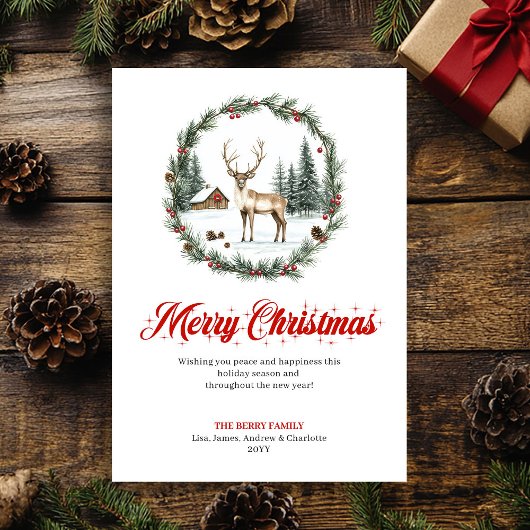 Playful Christmas Scene Watercolor Greeting Card シーズンカード
