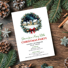 Playful Christmas Scene Watercolor Party Invites 招待状