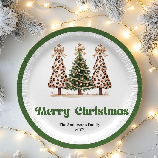 Playful Christmas Tree Editable Personalized Plate ペーパープレート