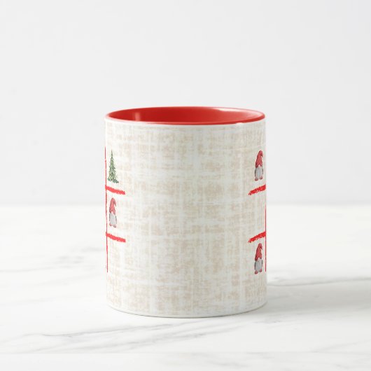 Playful Christmas Trees and Gnome Tic Tac Toe Card マグカップ (中央)