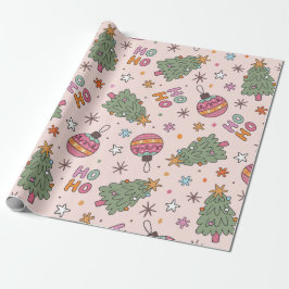 Playful Christmas trees and ornaments ラッピングペーパー