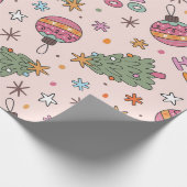 Playful Christmas trees and ornaments ラッピングペーパー (角)