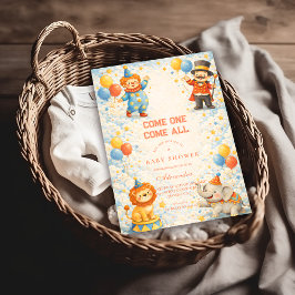 Playful Circus Friends Baby Shower 招待状