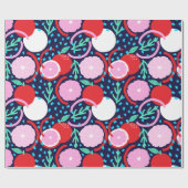 Playful Citrus Fruit & Confetti Midnight Market ラッピングペーパー (フラット)