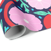 Playful Citrus Fruit & Confetti Midnight Market ラッピングペーパー (ロールコーナー)