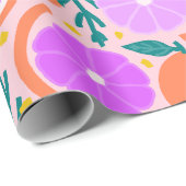 Playful Citrus Fruit & Confetti Pink Lemonade ラッピングペーパー (ロールコーナー)