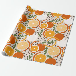 Playful Citrus Fruit & Confetti Retro Kitchen ラッピングペーパー
