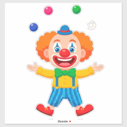 Playful Clown Jumping With Bright Balls シール (シート)