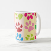 Playful Colorful Paw Prints Cute Pet Lover Coffee  コーヒーマグカップ (正面右)