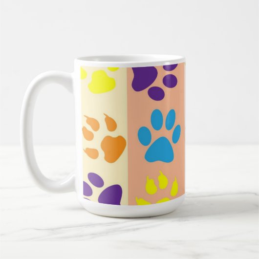 Playful Colorful Paw Prints Cute Pet Lover Coffee  コーヒーマグカップ (左)