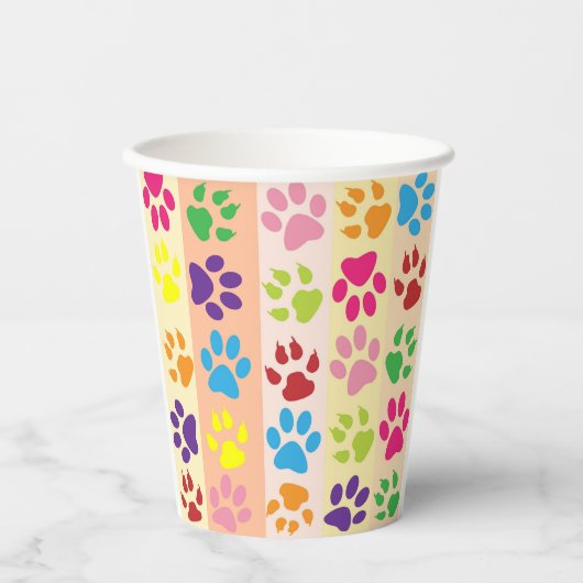 Playful Colorful Paw Prints Insulated Travel Tumbl 紙コップ (正面)