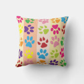 Playful Colorful Paw Prints Striped Pattern Nurser クッション (裏面)