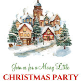 Playful cozy Christmas scene festive party invites 招待状