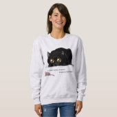 Playful Cream Kitty Butt Wiggle Black Cat スウェットシャツ (正面フル)