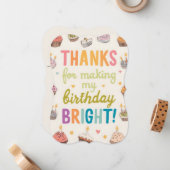 Playful Cupcake Bright Birthday Thank You Card ノートカード (正面/裏面インサイチュ)