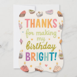 Playful Cupcake Bright Birthday Thank You Card ノートカード
