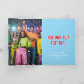 Playful Custom Photo Christmas Tree Blue Folded シーズンカード (内部)