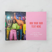 Playful Custom Photo Christmas Tree Pink Folded シーズンカード (内部)