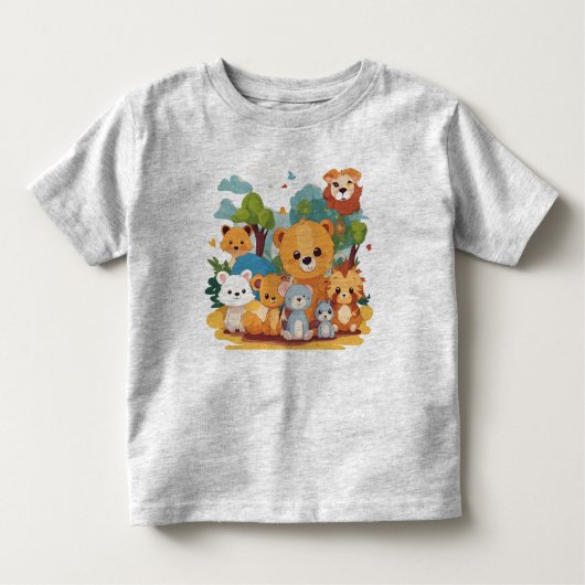 Playful Cute Animal Friends Toddler Fine Jersey  トドラーTシャツ (正面)