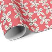 Playful Daisy Pattern on Bright Red Background ラッピングペーパー (ロールコーナー)