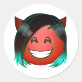 : Playful Devil Emoji Sticker ラウンドシール (正面)